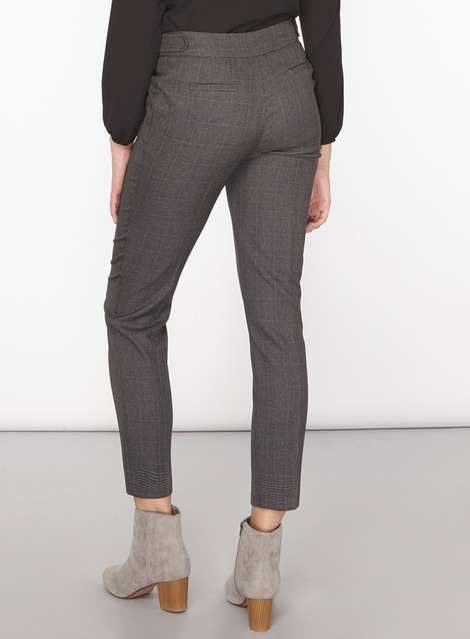 **Tall grey check ankle grazer trousers